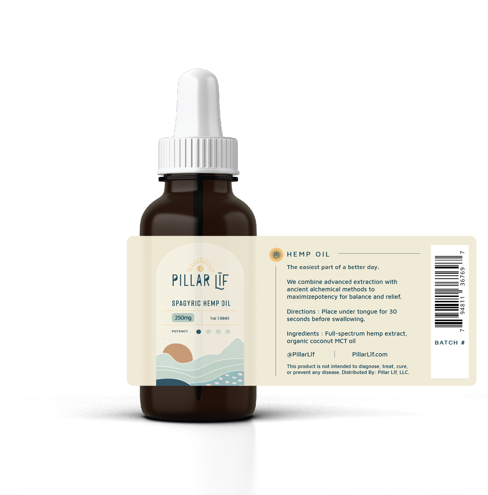 Pillar Līf 250mg spagyric cbd oil label