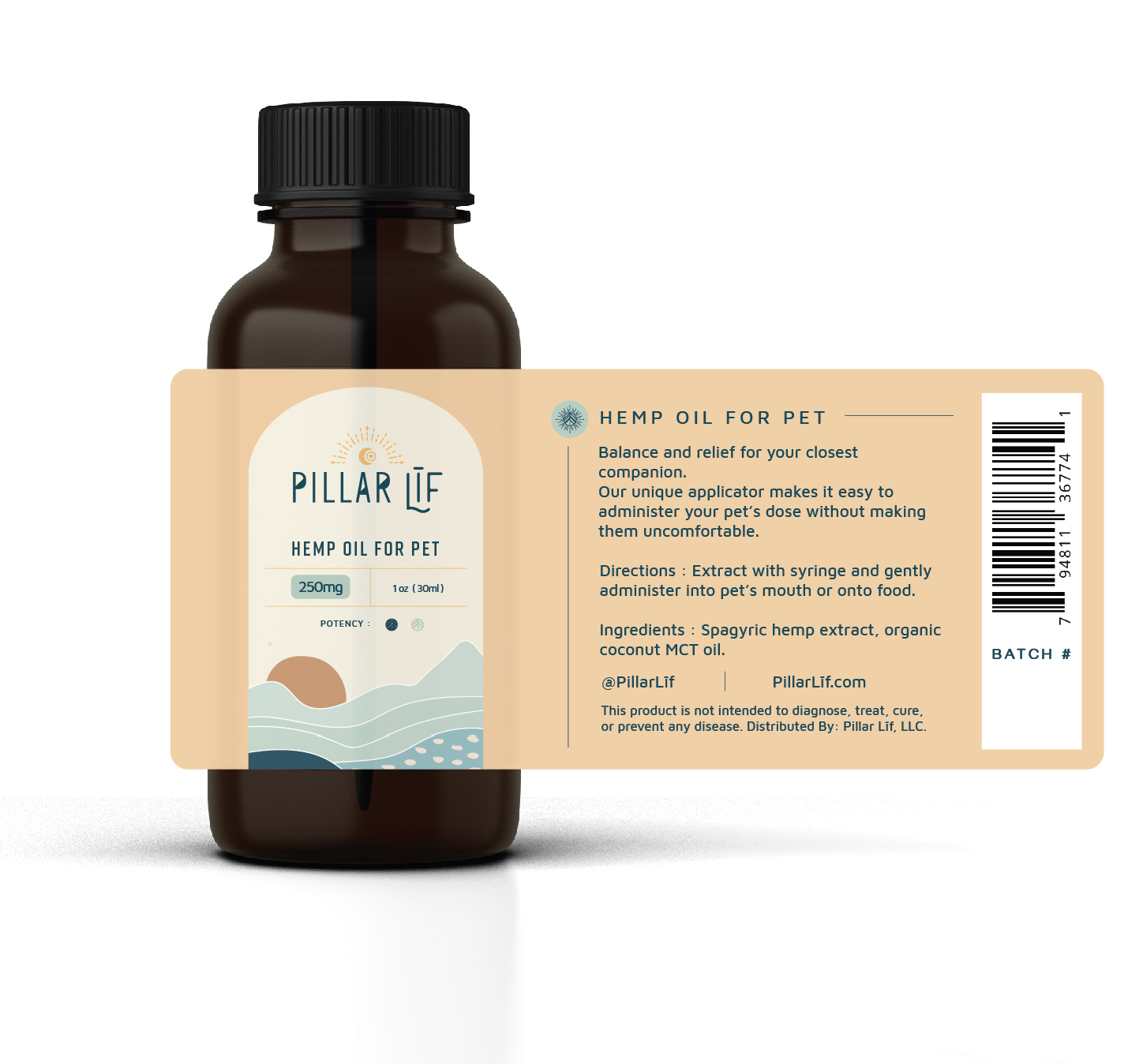 Pillar Līf 250mg spagyric cbd oil for pets